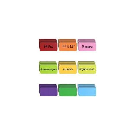 54 Étiquettes magnétiques inscriptibles 80x30mm, Cartes Magnétiques Effaçables, étiquettes magnétiques effaçables,pour Tableaux Blancs, Réfrigérateurs (1/4)
