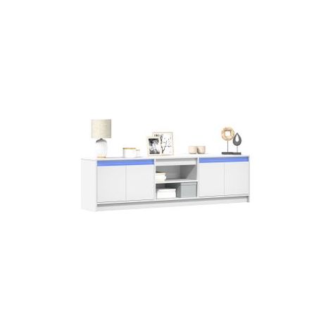 Meuble TV avec LED blanc 180x34x50 bois d'ingénierie (1/5)