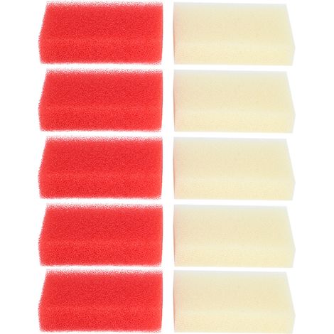 Éponge de nettoyage 10 pcs Structure en maille creuse Douce et absorbante Pour vaisselle et cuisine Rouge et Beige (1/5)