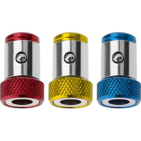 Lot de 3 Anneaux à vis magnétiques Anneau de Tournevis magnétique Amovible en Alliage pour Embouts à Double extrémité 1/4 Pouce 6,35 mm Support de récupérateur de vis en Or/Bleu/Rouge (1/5)
