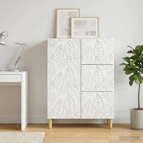 Buffet blanc avec 3 tiroirs et 1 porte, style vintage, bois d’ingénierie, 66 x 34,5 x 90 cm - PANGIVO (1/5)