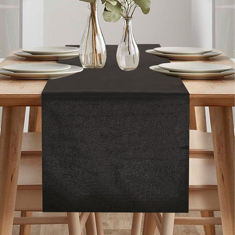 Chemin de table moderne, imperméable, vert printemps, pour extérieur, balcon, intérieur et décoration de fête (noir, 40 x 240 cm) (1/5)