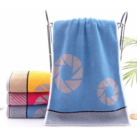 Serviette de bain douce, absorbante et épaisse en coton (1 pièce) pour le bain, les mains, le visage, le fitness et le spa - Bleue (1/3)