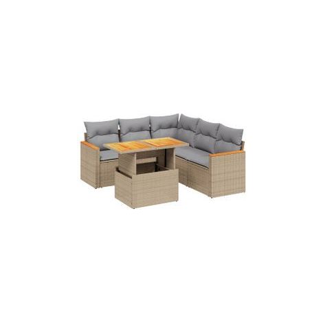 Salon de jardin avec coussins 6 pcs beige résine tressée (1/3)