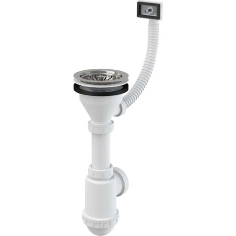 Alca - Sifón de fregadero, con rebosadero flexible, plástico A447-DN50/40 (1/2)