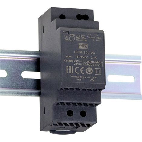 Mean Well DDR-30G-24 Hutschienen-DC/DC-Wandler (DIN-Rail) 24 V/DC 1.25 A 30 W Anzahl Ausgänge:1 x
