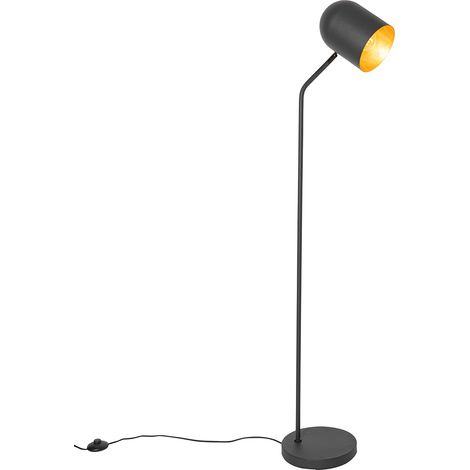 Moderne Stehlampe schwarz mit Gold verstellbar – Morik