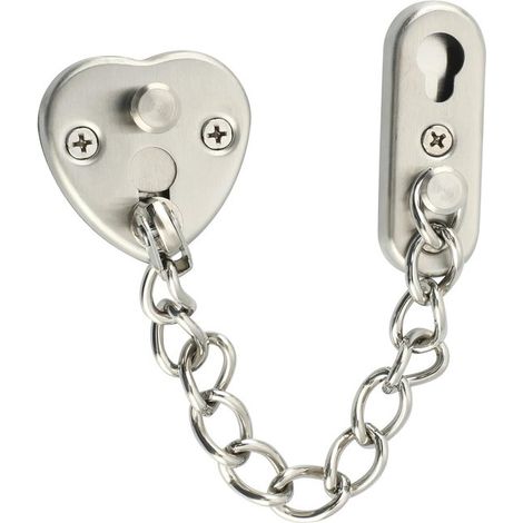 Serratura per porta con catena, lucchetto a catena in acciaio inox, design a forma di cuore, sblocco a pulsante, blocco di sicurezza per bambini regolabile, per casa, appartamento (1/4)