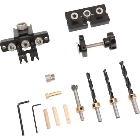 Holzbohrlehre, Bohrschablone aus Aluminiumlegierung, präzise und schnelle Positionierung für Möbel- und Holzbearbeitung, Dübellehre (1/5)