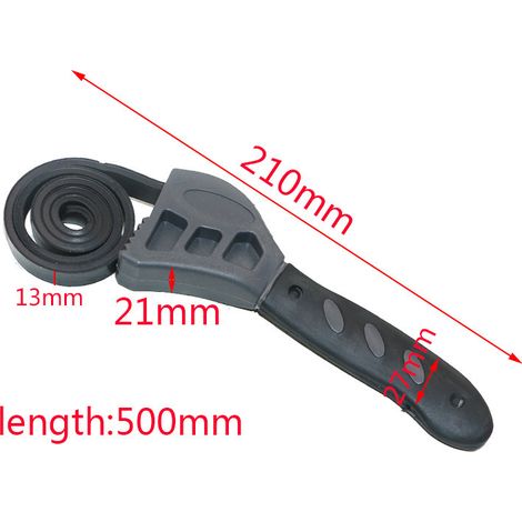 Clé à Sangle en Caoutchouc 500 mm Clé à Sangle Desserrage Filtre Antidérapant Sangle Cle a Molette Anti-usure Réglable pour Décapsuleur Outils de Réparation de Voiture Filtre à Huile (1/5)