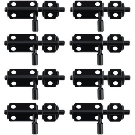 8-teiliges Set Innentürschlösser, praktische Türriegel, Außentürriegel für Schränke, Schubladen und Garten, Edelstahl, Schwarz