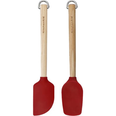 KitchenAid 2-Piece Birchwood Mini Spatula Set with Silicone Heads Red