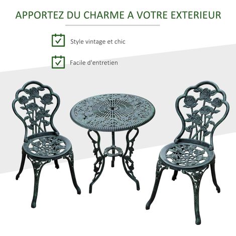 Ensemble de jardin 2 places MARK fonte d'aluminium vert (1/4)