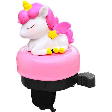 Sonnette de vélo licorne pour enfants, design dessin animé, sûre et fiable, adaptée aux vélos, trottinettes et guidons de vélo. (1/3)