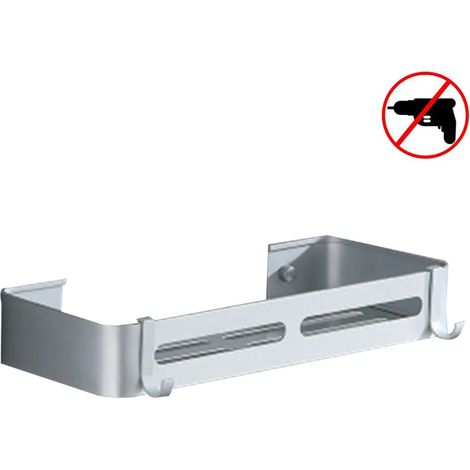 Estante de esquina para baño en aluminio, acabado mate, sin taladro (1/5)