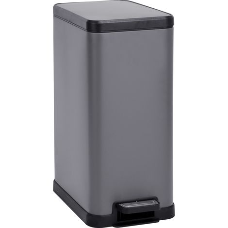 SVITA STM15 Mülleimer Treteimer 15l inkl. Inneneimer Softclose-Deckel Grau