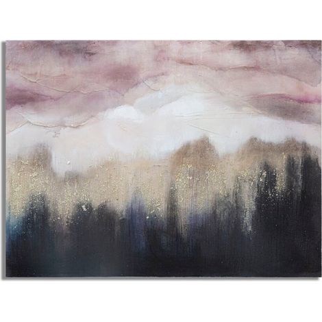 Dipinto su tela montagna con sfumature rosa con telaio in legno per decorazioni ambienti (1/5)