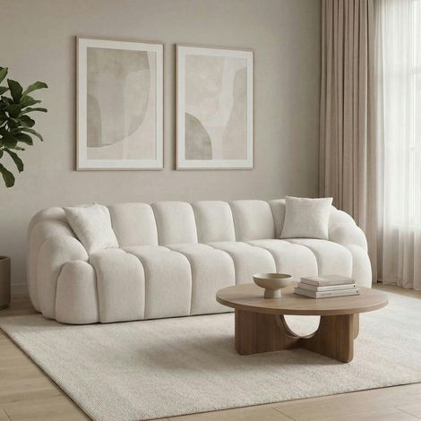 Canapé 4 places blanc écru design arrondi ONDA (1/5)