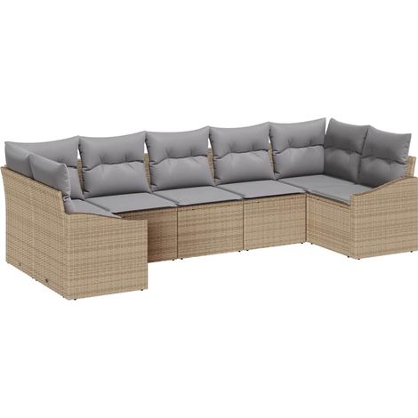 Maison Exclusive - Set di divani 7 pz Beige polyrattan (1/5)