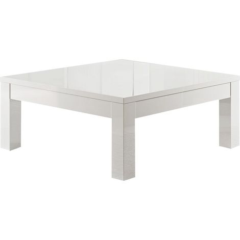 DEYTON - Table Basse Carrée 100cm Laquée Blanc Brillant (1/3)