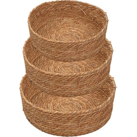 Paniers en osier tressé, 3 pièces, légers, pour ranger jouets, goûters, fleurs, etc. (1/5)