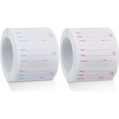 Rolls 1000 Pieces Soluble Food Labels Canned Food Labels Removable Food Stickers for Home or Restaurant Canned Food, Rotating, Red and Blue 2550mm (1/5)