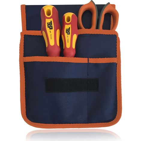 Marsupio Borsa Utensili, Tasca Porta Attrezzi Lavoro, 3 Scompartimenti, Force Zero, 2 Giraviti Croce Taglio + 1 Forbice Elettricista
