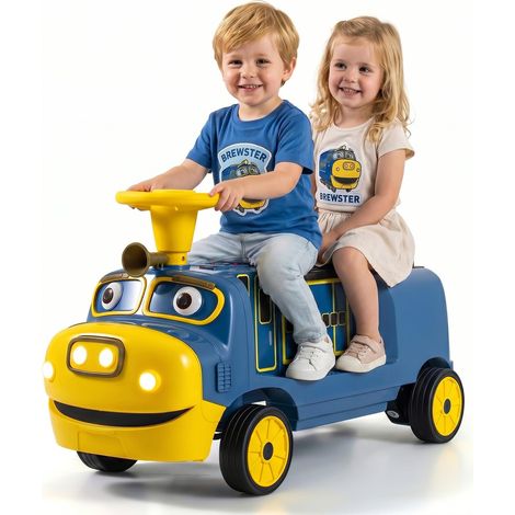 COSTWAY 12V Train Porteur Électrique Enfant 2 Places avec Volant (Bleu)