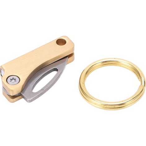 Mini Couteau Pliant Multifonction en Laiton - Porte-clés Compact pour Ouvrir Colis (1/5)