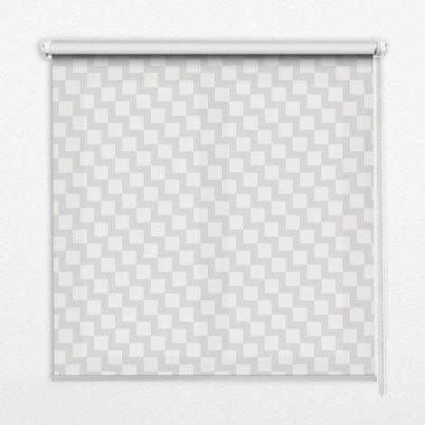 Innenrollo Fensterrollo - Rollo ohne Bohren - Sichtschutzrollo - Lichtdurchlässiges Rollo - Rechteckiges - Rollo - (150 cm x 180 cm) - Graue Quadrate (1/5)