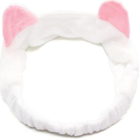 Stück Haarband mit Katzenohren zum Gesichtwaschen oder Schminken (Weiß) (1/5)