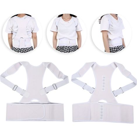 Correcteur Lombaire Magnétique - Ceinture Dos pour Améliorer la Posture et Soulager le Mal de Dos (Blanc) (1/5)