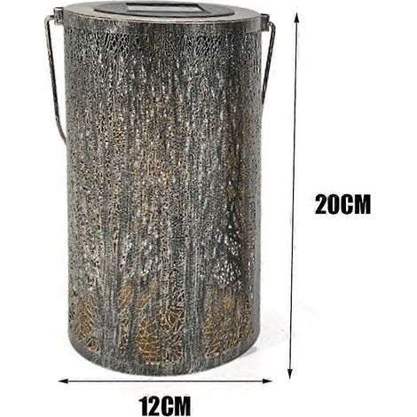 lampe solaire LED rétro pour décoration de jardin extérieur avec motif forêt, en fer forgé ajouré, pour éclairage de cour ou d'allée. (1/5)