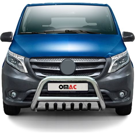 Pare-Buffle Avant Pour Mercedes Vito W447 2014-2019 Pre-FL en Acier Inox Argent (1/5)