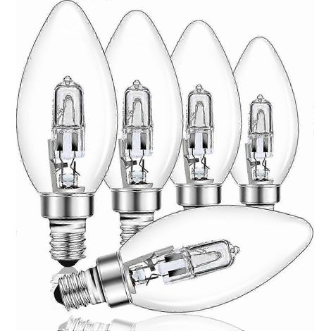 Ampoule halogène à petite vis Edison C35 E14 SES en verre transparent à intensité variable, équivalente à une ampoule de type bougie, 28 W (1/4)