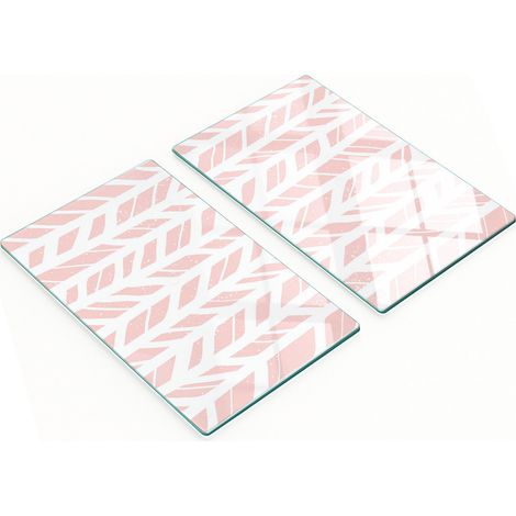 Tablas de cortar decorativas de vidrio templado con dise帽o de espiga, 2x30x52 cm.