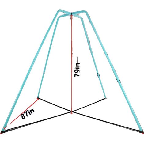 Columpio colgante, estructura de acero en forma de A, resistente a la corrosión, azul. (1/2)