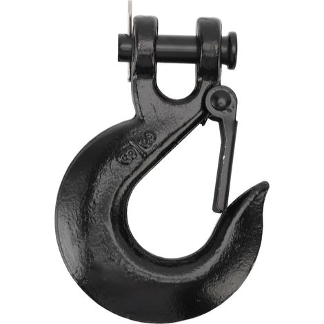 Crochet chaîne sécurité 3/8 pouce 18000lb – Acier allié zinc manille coulissante avec loquet remorque camion agricole noir (1/5)