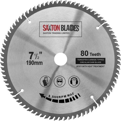 Lame de scie circulaire à bois TCT 190 mm x 20 mm alésage x 80 dents Compatible avec Bosch Makita Dewalt (1/5)