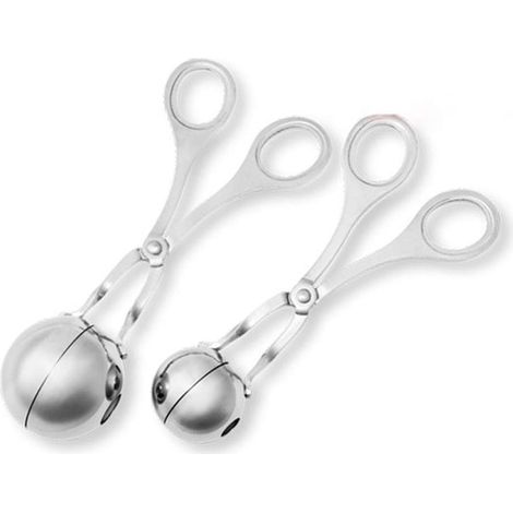 Set di 2 porzionatori/formatori per polpette in acciaio inox. Adatti anche per torte. Porzionatori antiaderenti per polpette sagomate e gelato. (1/5)