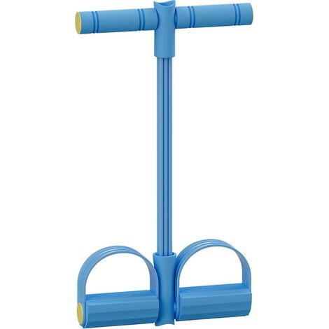 Bande de résistance pour pédales avec poignées – Bande de résistance élastique en PVC à 6 tubes pour des entraînements complets du corps – bleue. (1/5)