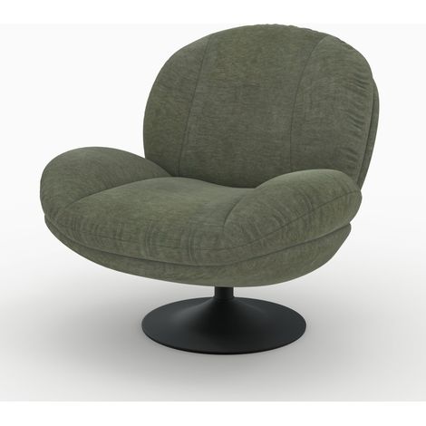 Sillón giratorio en tejido efecto terciopelo verde caqui - Ricci