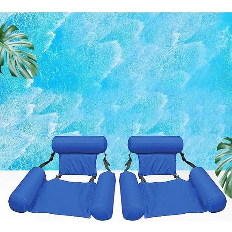 Piscine Hamac Lit Flottant Portable Pliant Gonflable Matelas d'eau Lit de Plage Sports Nautiques Chaise Longue pour Adultes Enfants (2 Pack Blue)