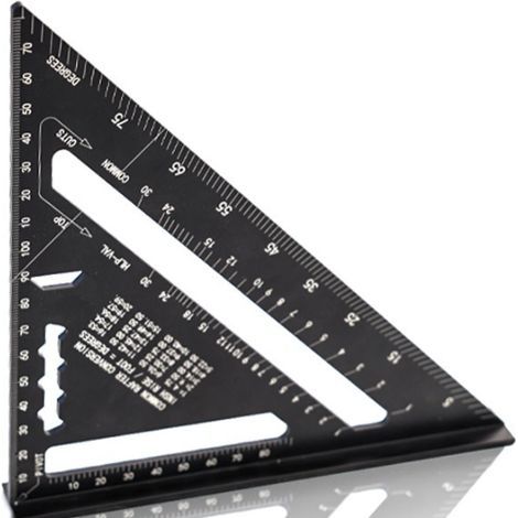 Menuisier Multifunctions 18cm, Metal Aluminium Triangle Règle Équerre Guide Raporteur Angle 45 90 Degres/Outillage Charpentier/Outil Traçage Guidage Menuiserie Bois (1/3)