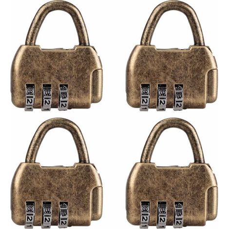 Lot de 4 mini cadenas à combinaison rétro pour journal intime, bagages, cadenas à code vintage (1/5)