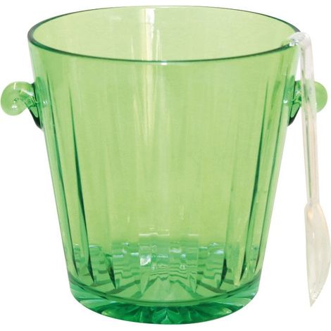 Seau à Glaçons Vert en Polycarbonate avec Pince Transparente 2,3 L - 16,6 x 16,6 x 17 cm - PANGIVO (1/3)