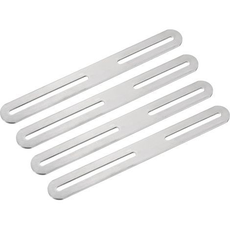 Satz mit 4 verstellbaren Edelstahl-Eckwinkeln, 210 x 24 mm, flache und dicke Winkel, für feste Möbelregalverbinder (silber) (1/4)