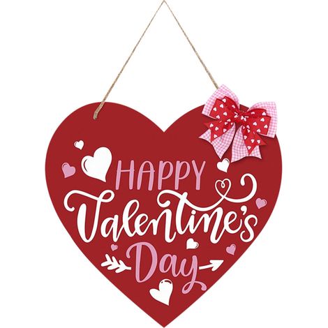 Panneau Porte En Bois - Cœur Rouge Joyeuse Saint-Valentin - Décoration Intérieure Extérieure Pour Porte Fenêtre Mur - 33 cm (1/5)