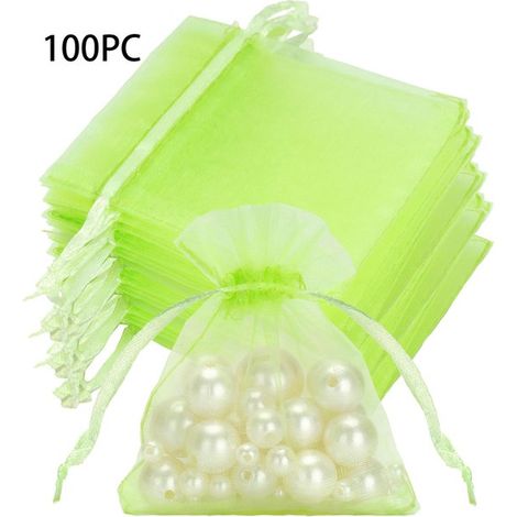 100 sacchetti regalo in organza, dimensioni 15 x 10 cm, sacchetti regalo trasparenti per matrimoni, sacchetti in rete con coulisse, sacchetti natalizi per dolci. (1/5)