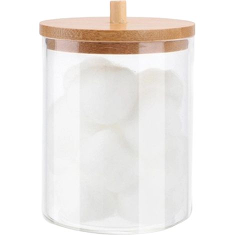 Boîte de rangement pour cotons-tiges, contenant rond portable deux-en-un pour le démaquillage à domicile, cotons-tiges et cotons démaquillants. (1/5)